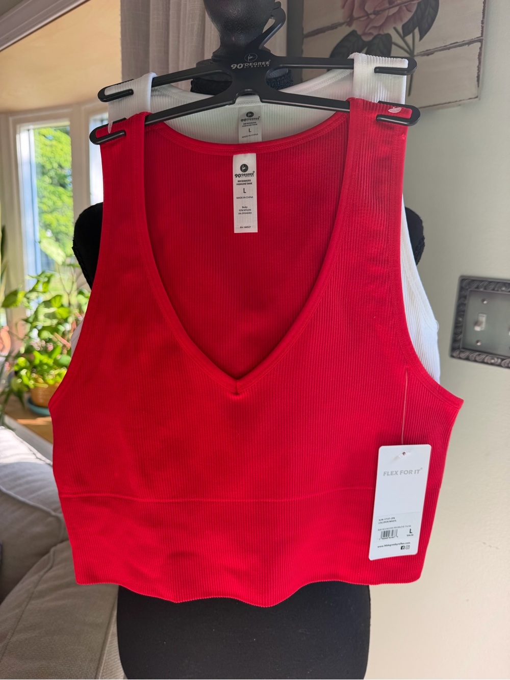 Flex For It Lollipop Red And White Ribbed Highline Tank 2 Piece